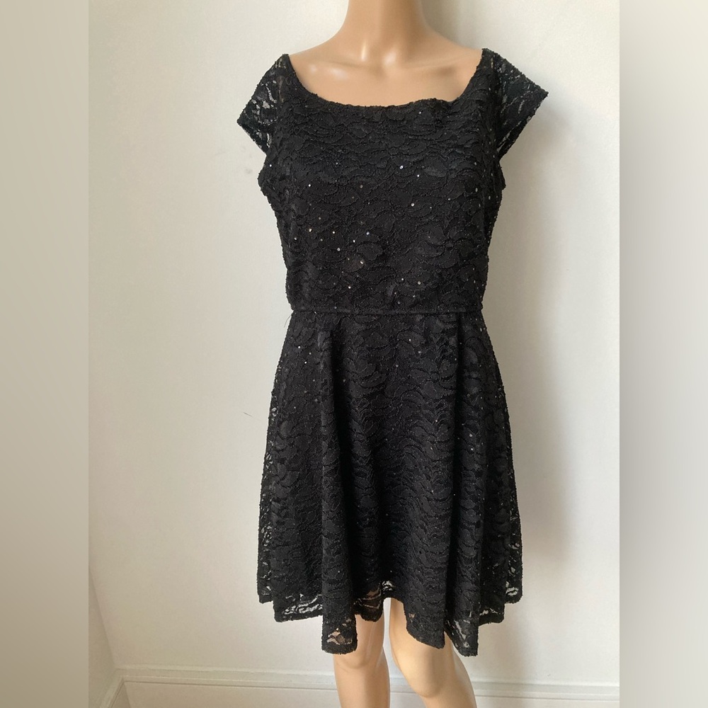 Jump Black Sequin Lace Mini Dress
